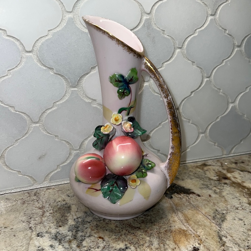 Beautiful Lefton China Vase ~ Pitcher beautiful 3D details